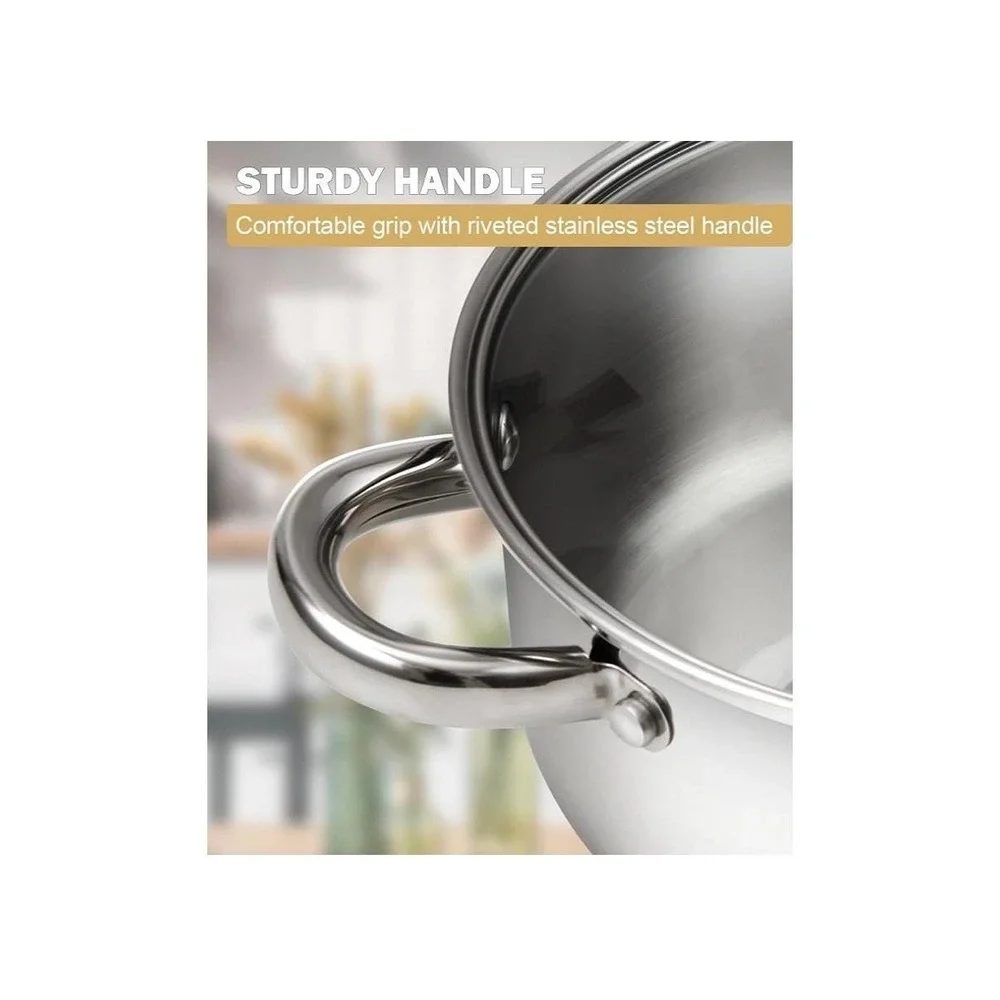 Cook N Home 8 QT Stainless Steel Pasta Stockpot Steamer Insert Lid Induction Set